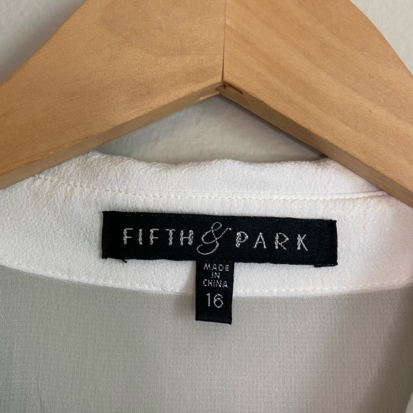 Fifth & Park White Button Down Collared Sheer Maxi Dress - Picture 8 of 11